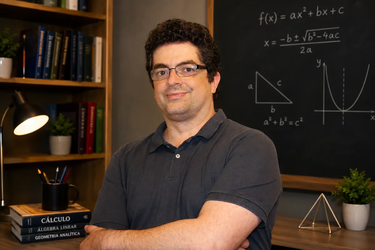 Retrato do Professor Márcio Vieira Silva em seu escritório de estudos